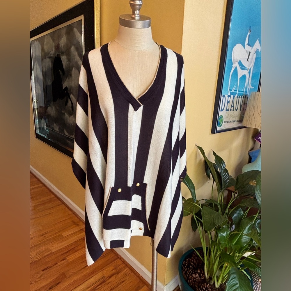 ellen tracy nautical vertical stripe pullover